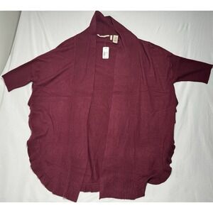 Soft Surroundings Red Draped Ruffle Trim Cardigan Women's Size L/XL NWT